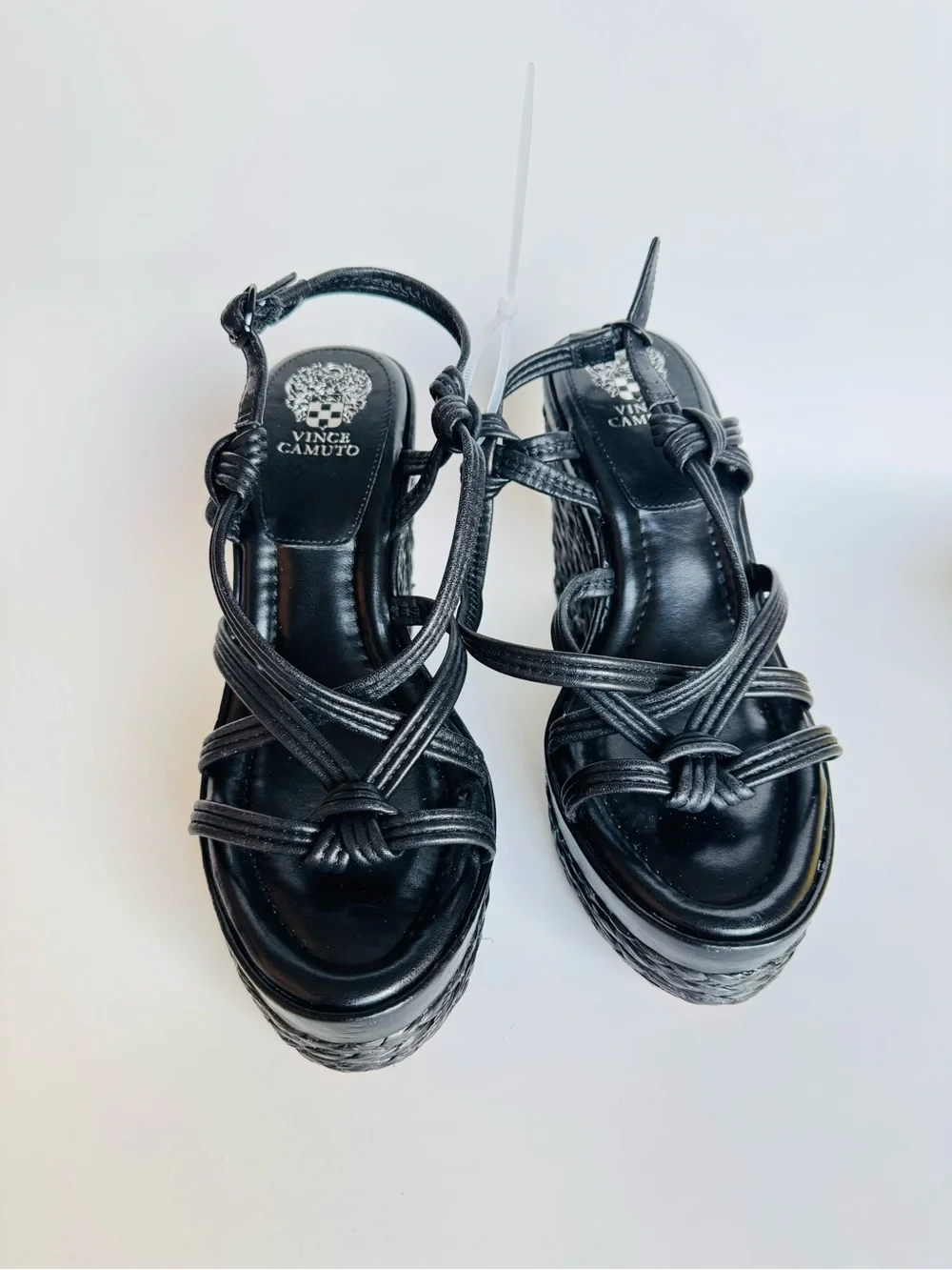 Vince Camuto Black Braided Wedge Sandals